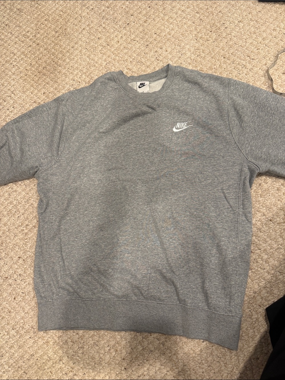 Nike Grey Men's Crewneck Sweatshirt with White Logo, Slim fit men’s medium.